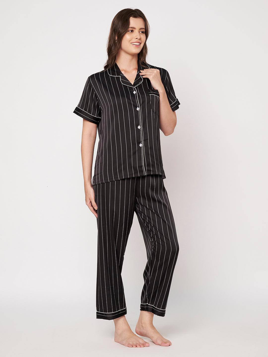 KOI-STRAPPY BLACK-SATIN-PAJAMASET