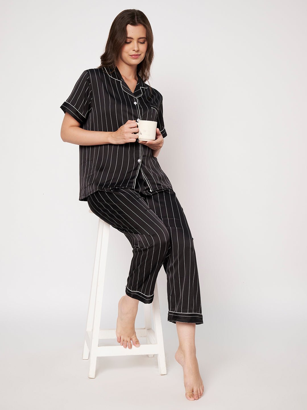 KOI-STRAPPY BLACK-SATIN-PAJAMASET
