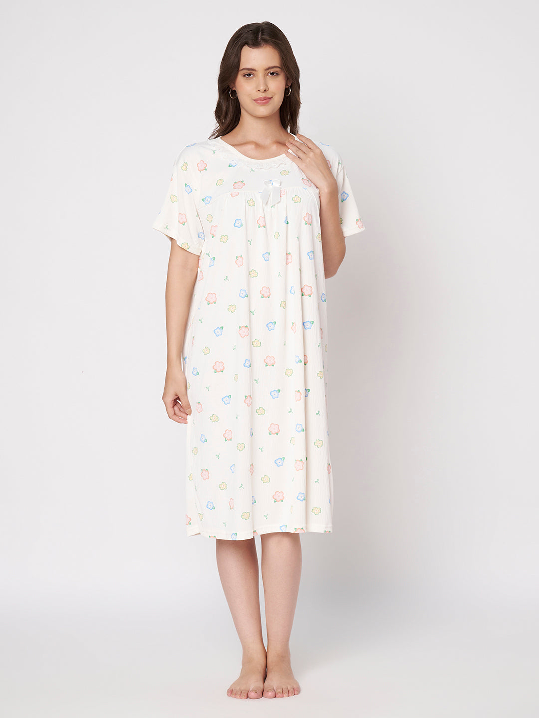 KOI-Cream Pastel -Floral Nighty
