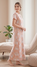 KOI Floral Blossom Alpine Cotton A-Line Nightgown with Flutter Sleeves