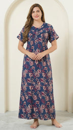 Vintage Floral Short Sleeve Long Lounge Nightdress
