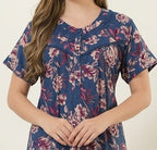 Vintage Floral Short Sleeve Long Lounge Nightdress