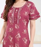 Floral Print Alpine Cotton A-Line Nightgown