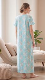 KOI Floral Blossom Alpine Cotton A-Line Nightgown with Flutter Sleeves