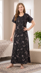 Alpine Plit Front Button Round Neck Lounge Nighty