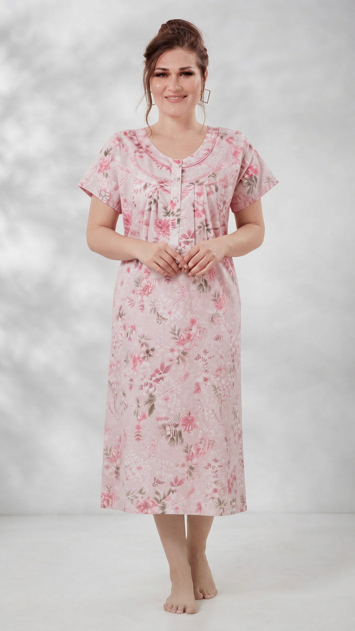 Light Floral Print A-Line Cotton Nighty Main image