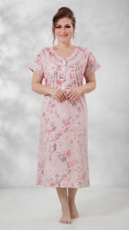 Light Floral Print A-Line Cotton Nighty