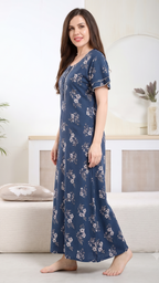 Floral Print Alpine Cotton A-Line Nightgown