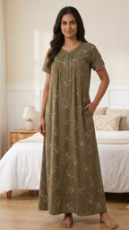 Elegance Floral Pleated Alpine Nightgown
