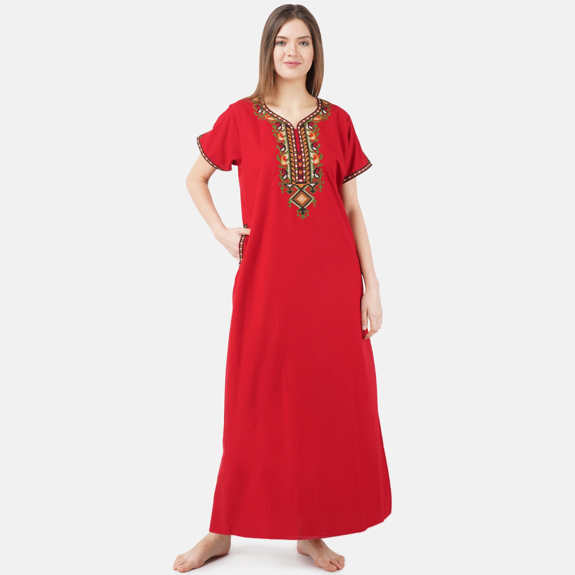 Crosswork Embroidered  Nightgown
