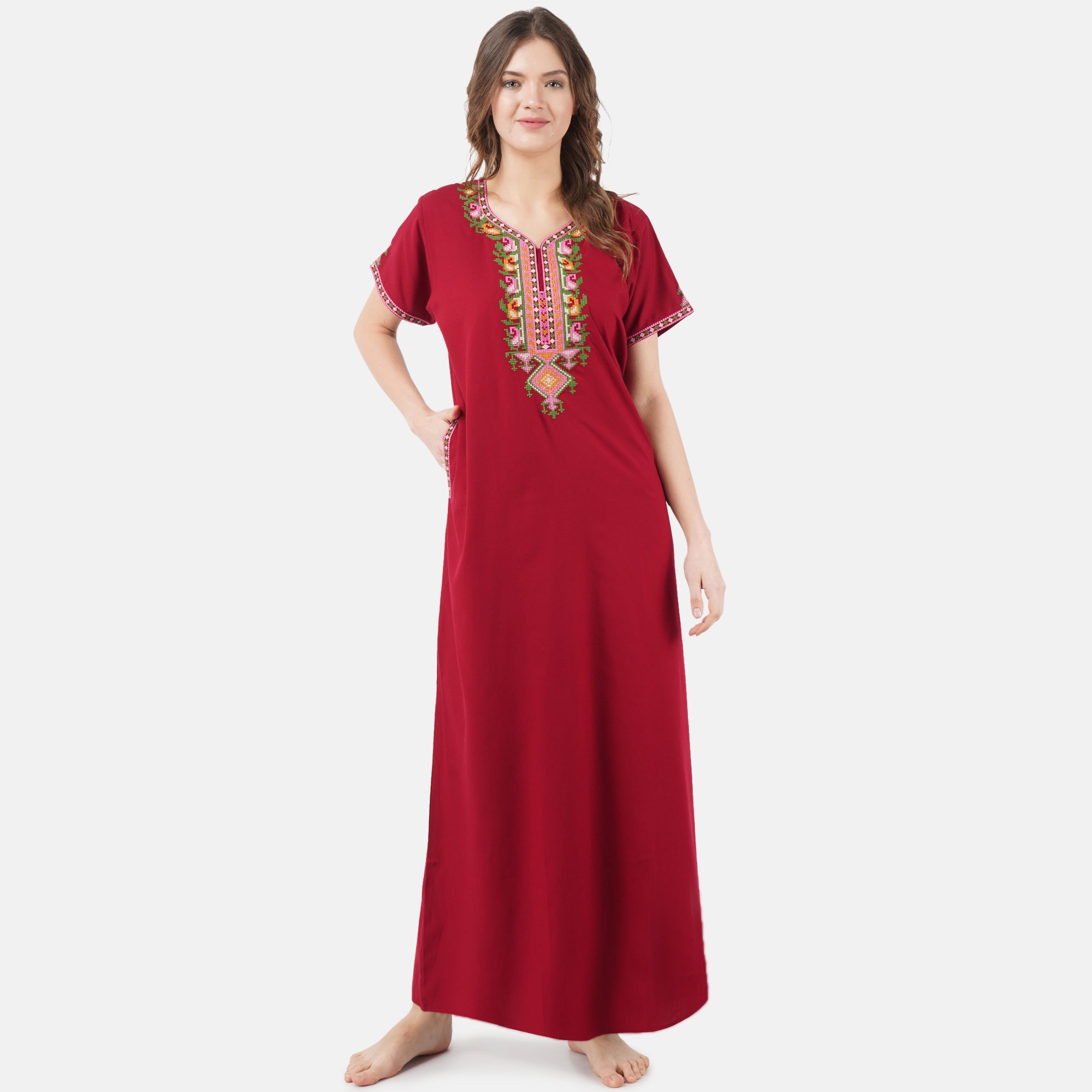 Crosswork Embroidered  Nightgown