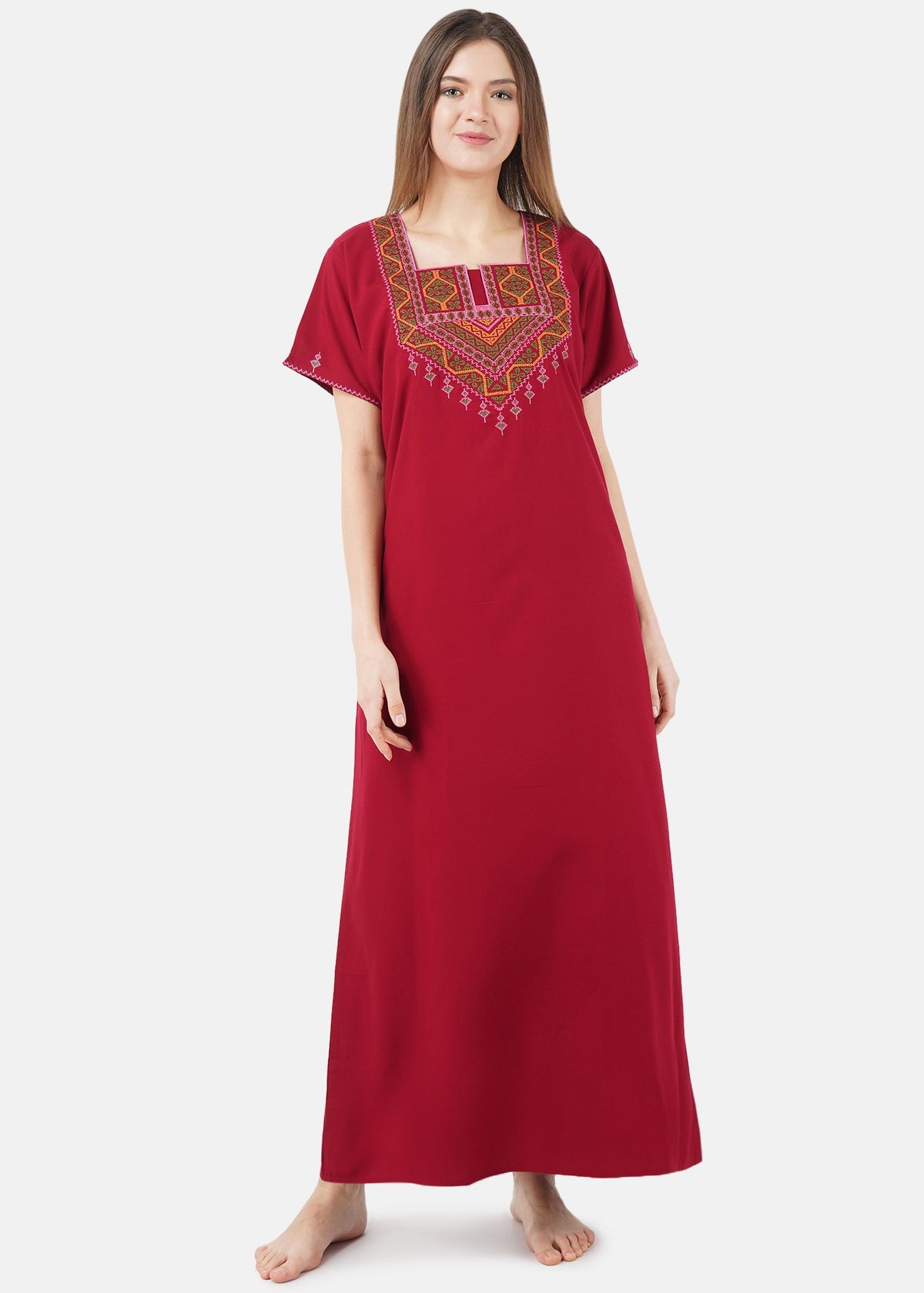 Resham Embroidery Night Gown