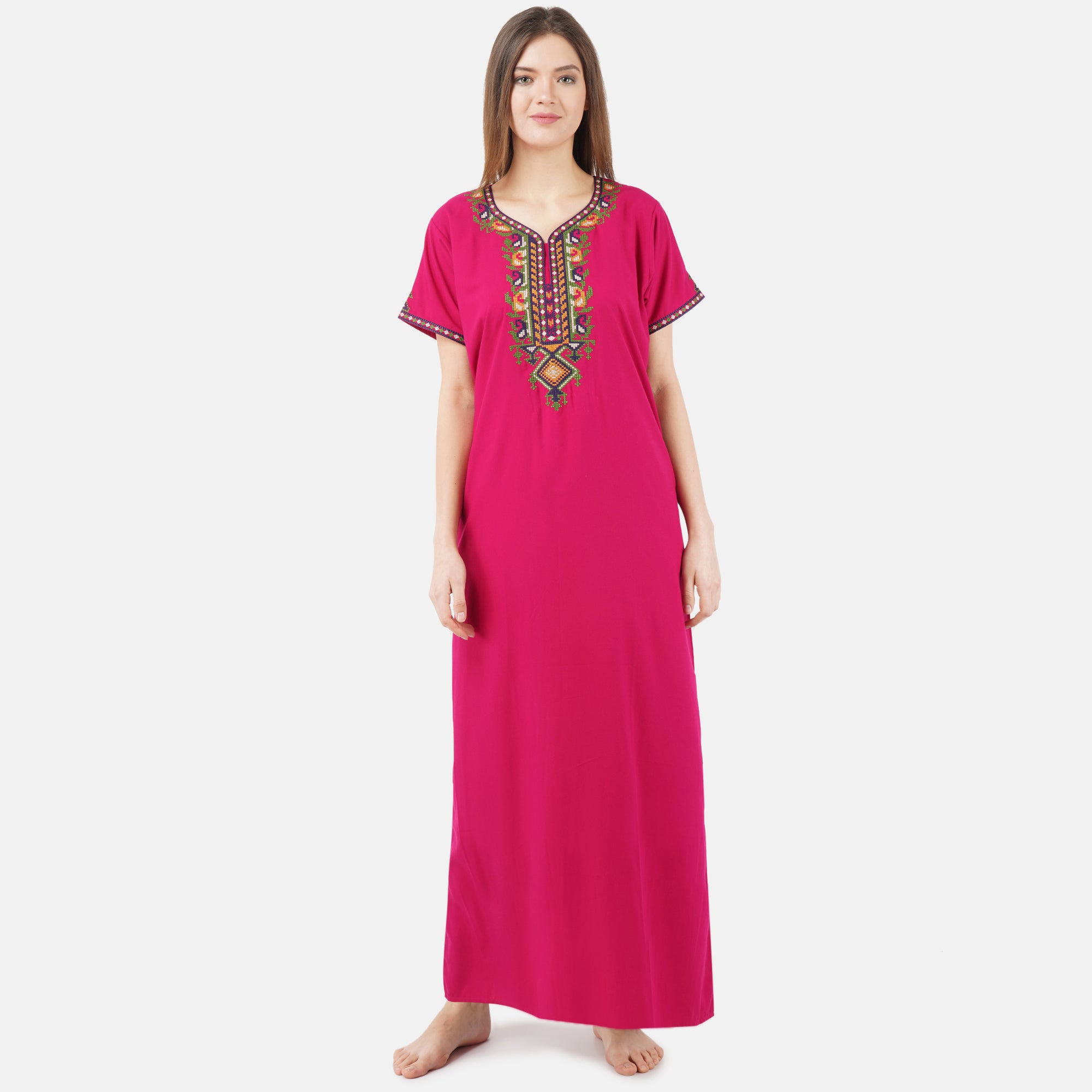 Crosswork Embroidered  Nightgown