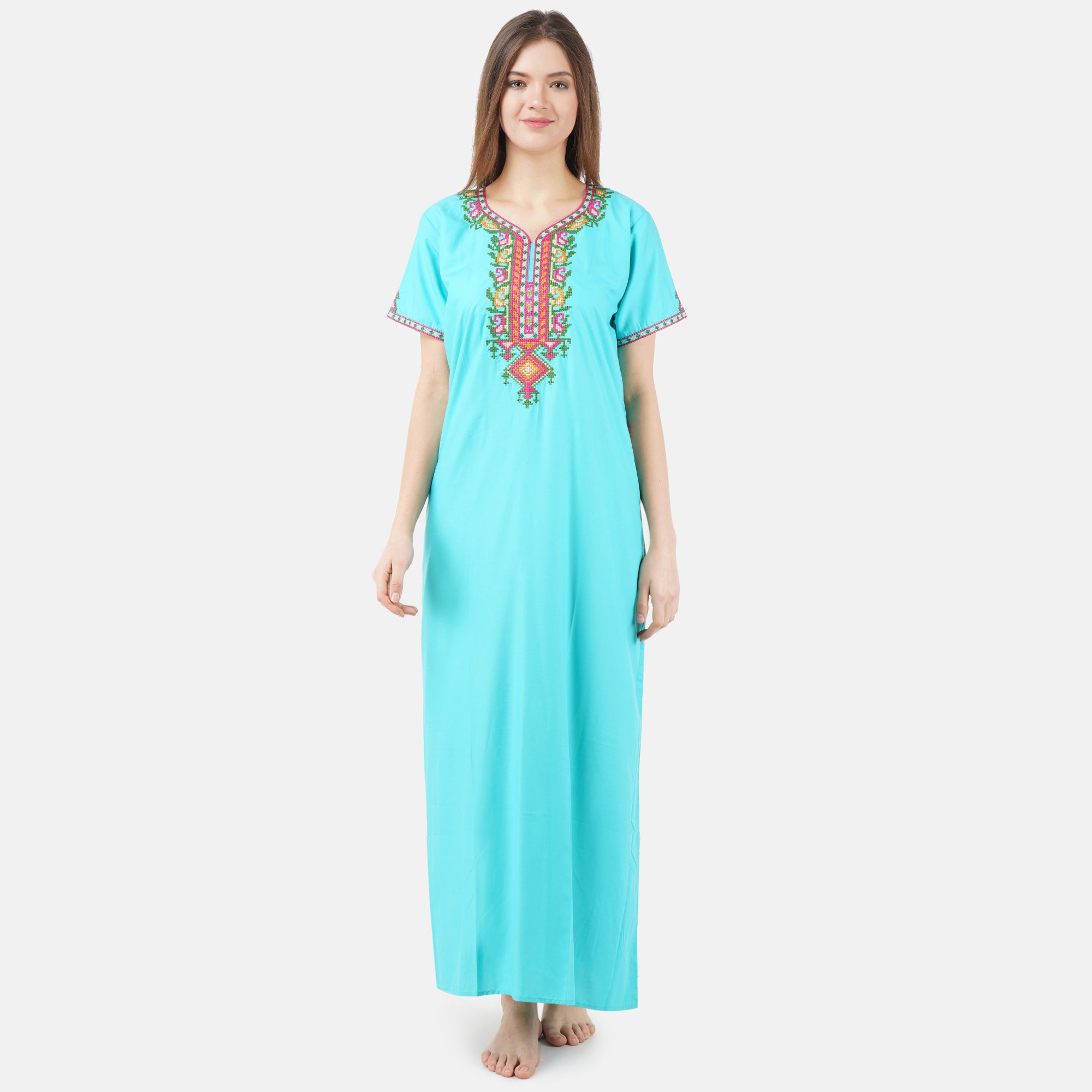 Crosswork Embroidered  Nightgown