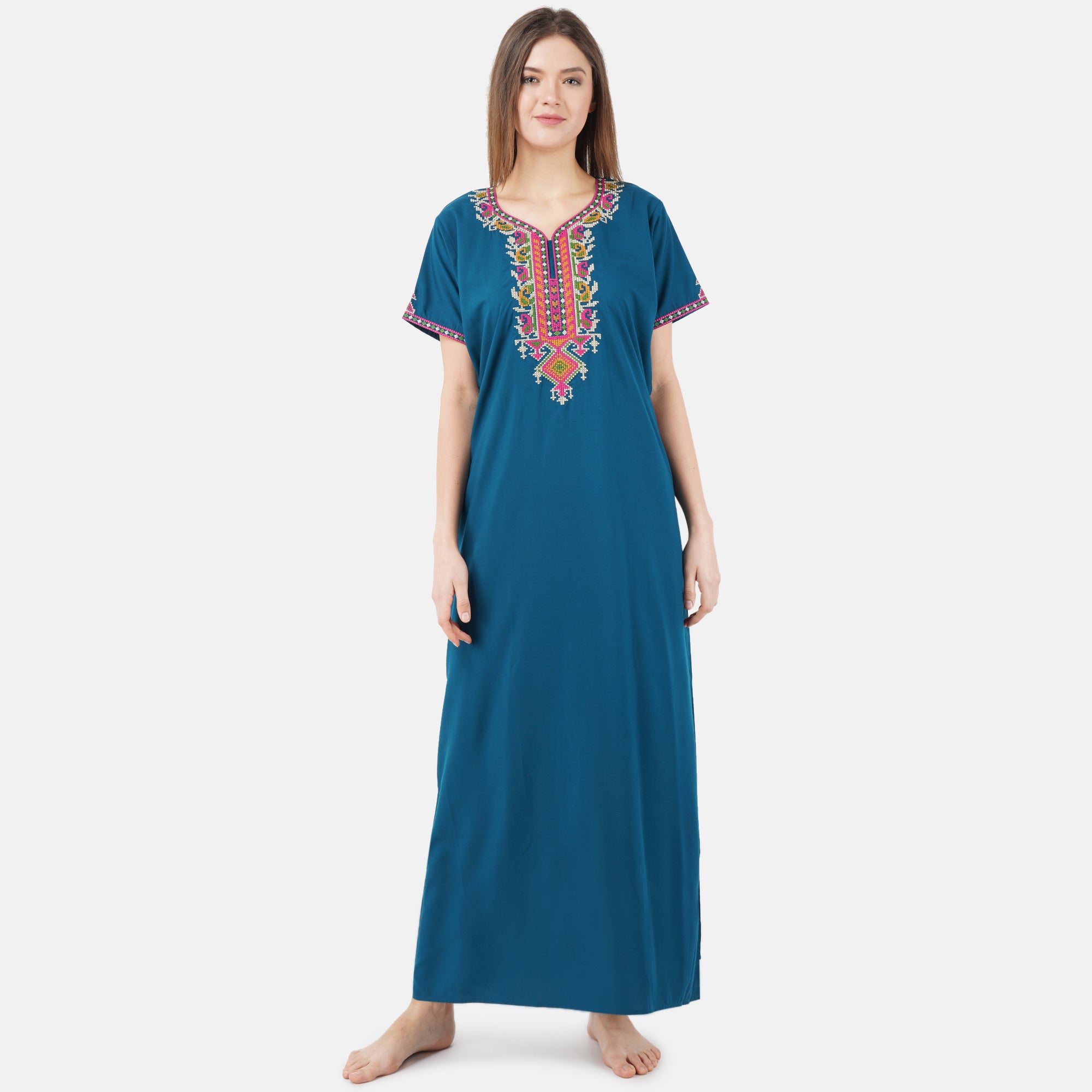 Crosswork Embroidered  Nightgown