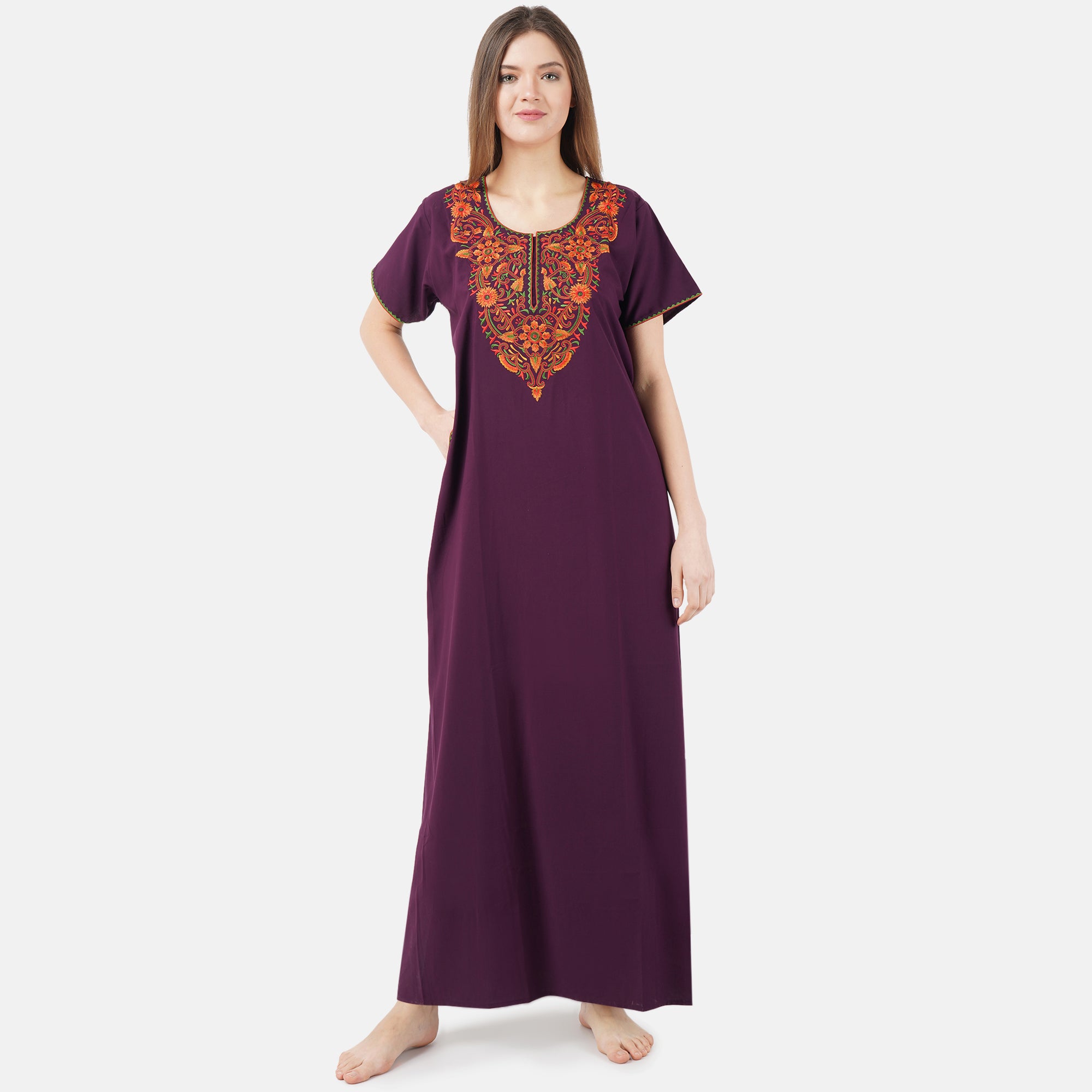 Colourful Embroidery Nightgown