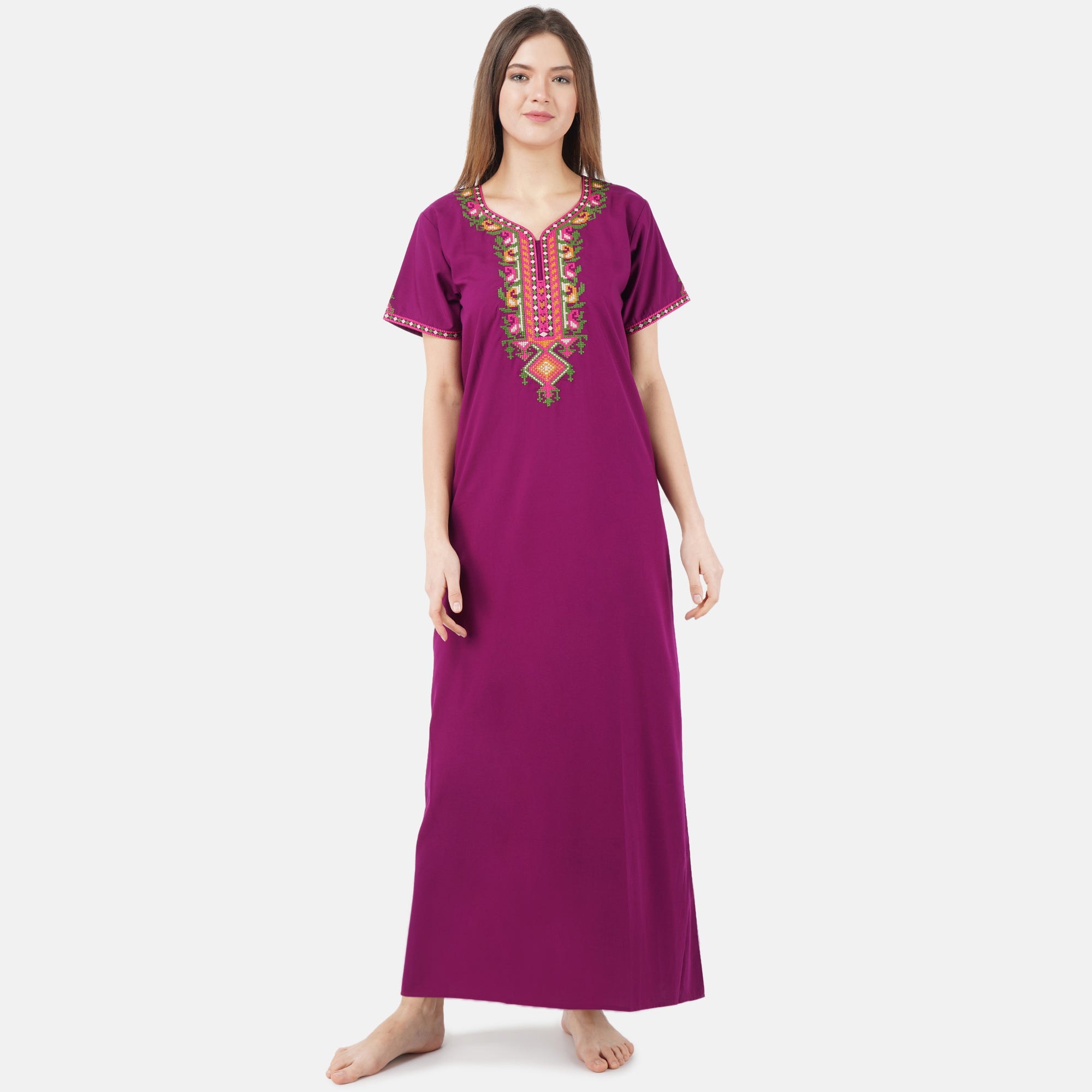 Crosswork Embroidered  Nightgown