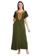 Paan shaped Embroidery Nightgown