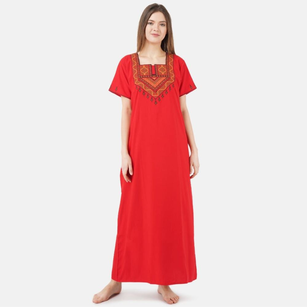 Resham Embroidery Night Gown