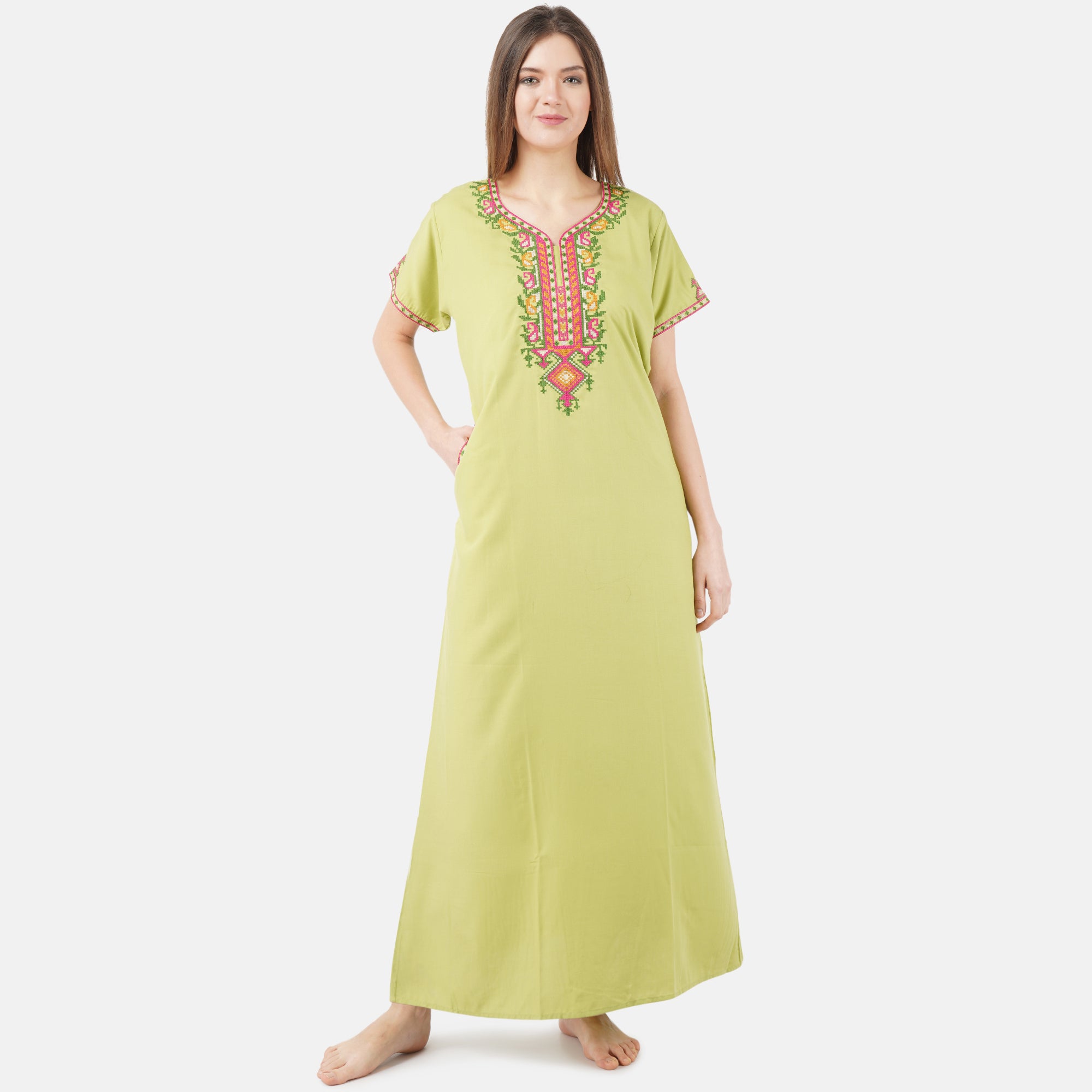 Crosswork Embroidered  Nightgown