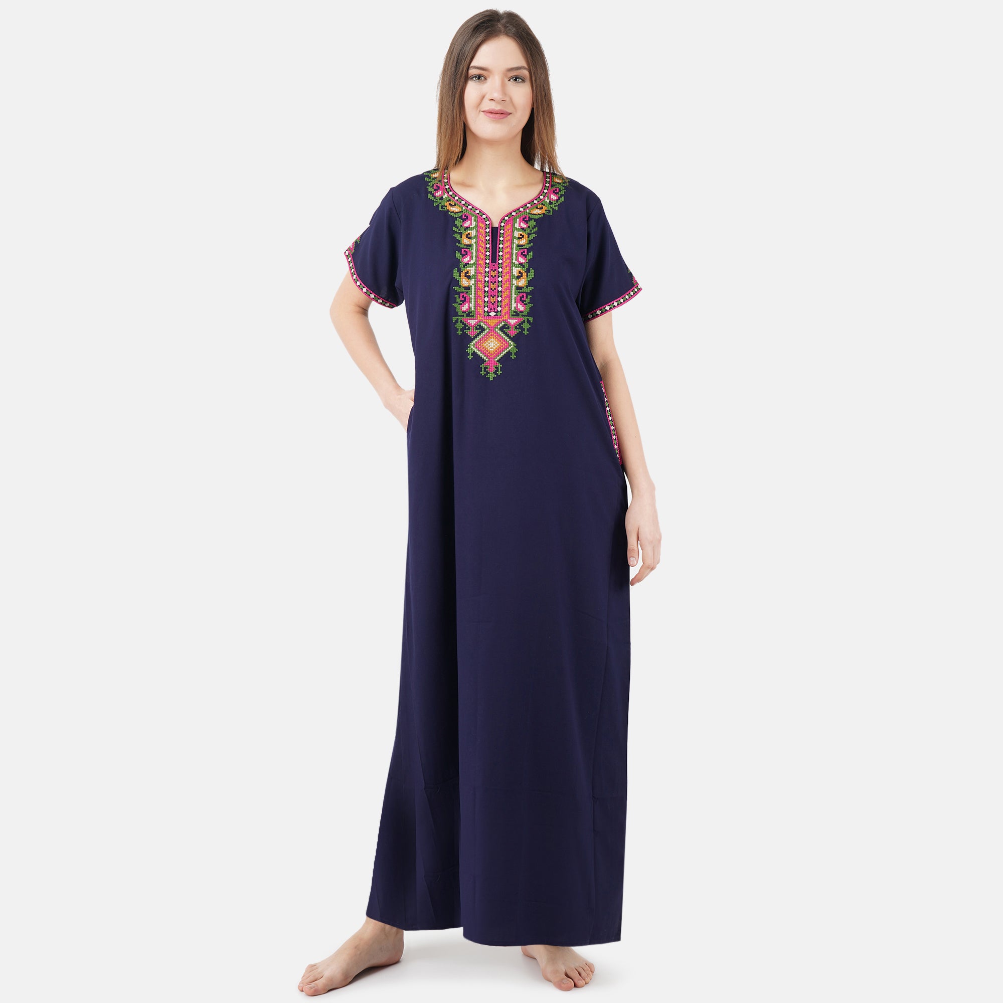 Crosswork Embroidered  Nightgown