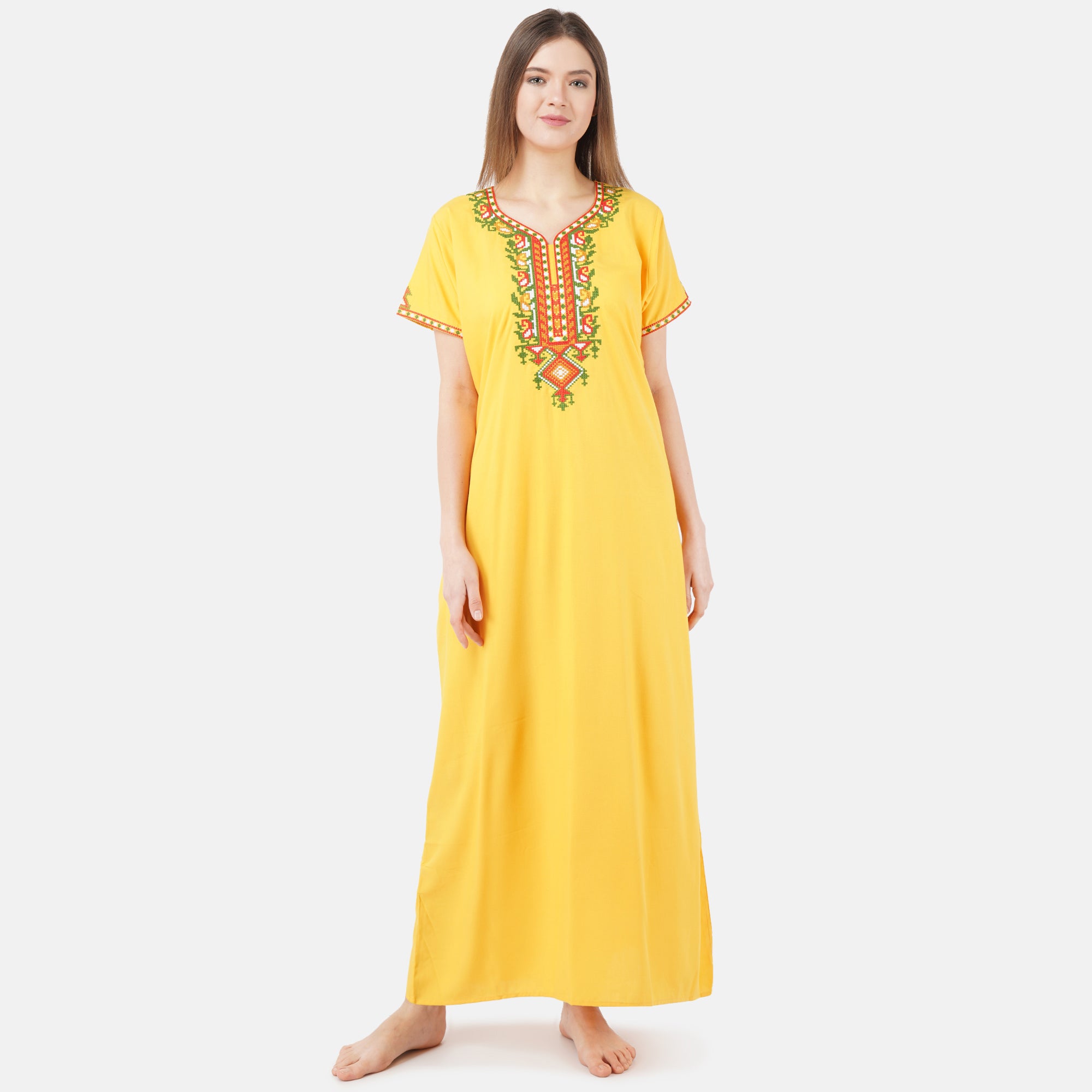 Crosswork Embroidered  Nightgown