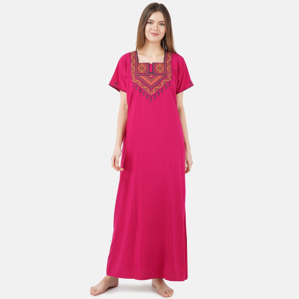 Resham Embroidery Night Gown