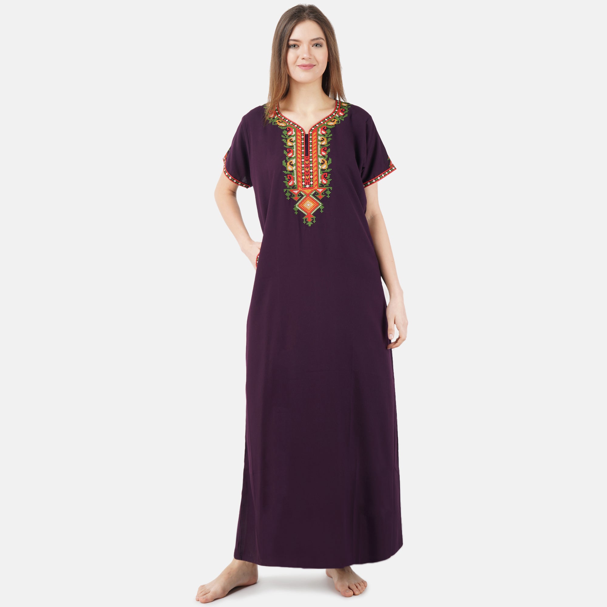 Crosswork Embroidered  Nightgown