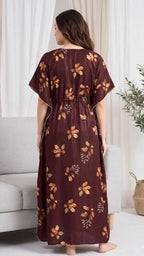 Itanlian Satin Leaf Printed Kaftan