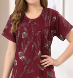 Alpine Plit Front Button Round Neck Lounge Nighty