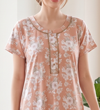 KOI Floral Blossom Alpine Cotton A-Line Nightgown with Flutter Sleeves