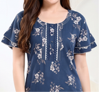 Floral Print Alpine Cotton A-Line Nightgown