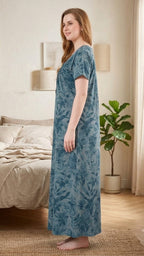 Classic A-Line Yoke Buttoned Lounge Gown