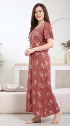 Floral Print Alpine Cotton A-Line Nightgown