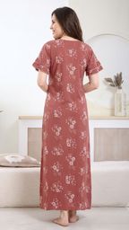 Floral Print Alpine Cotton A-Line Nightgown