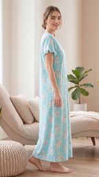 KOI Floral Blossom Alpine Cotton A-Line Nightgown with Flutter Sleeves