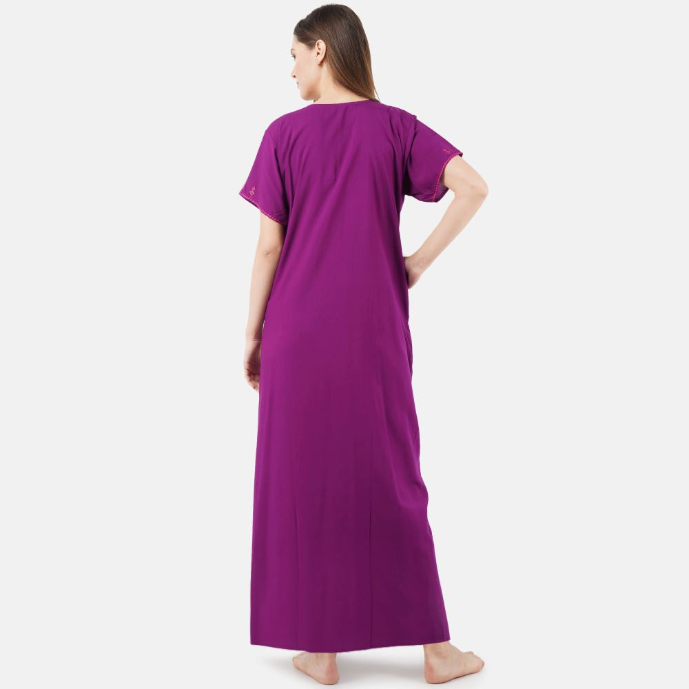 Resham Embroidery Night Gown