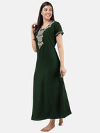 White Eleven Floral Embroidered  Nightgown