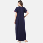 V-shaped Embroidery Night Gown