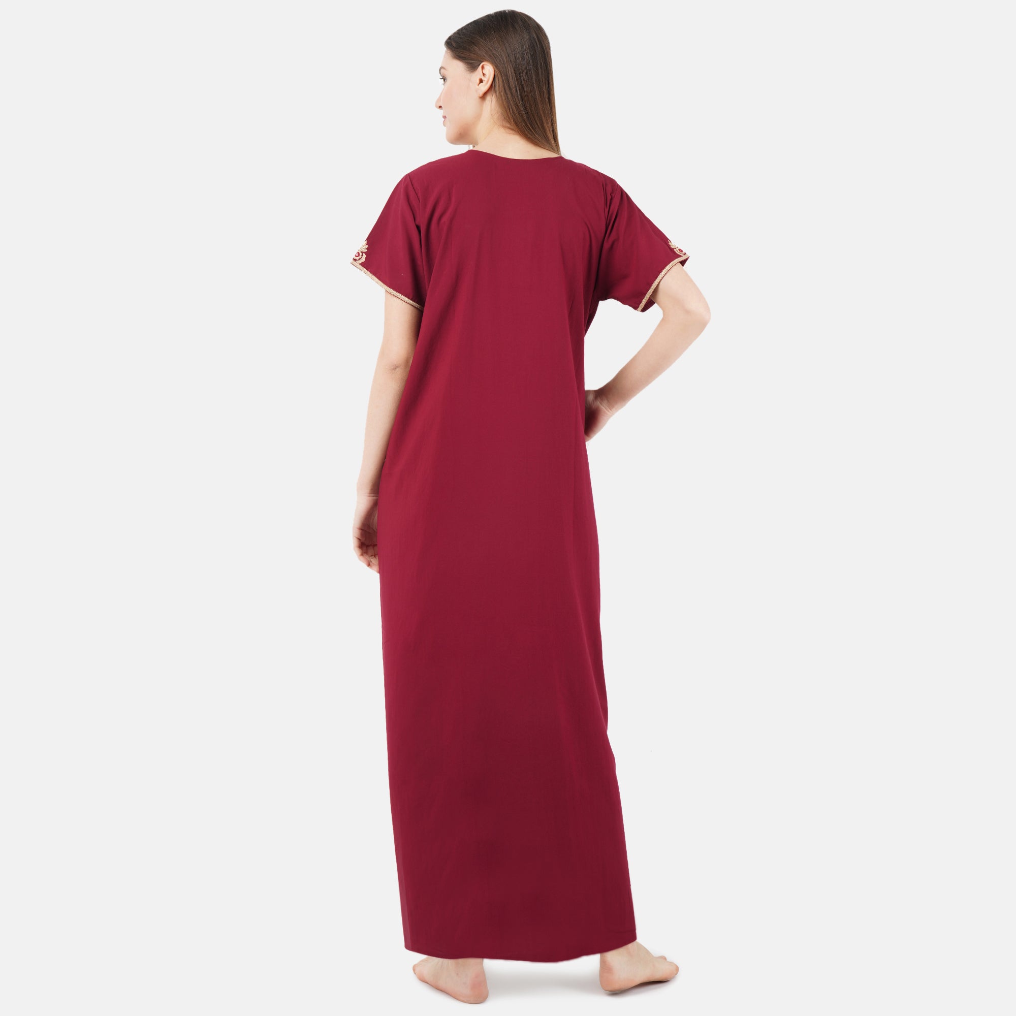 Creme Floral Embroidered  Nightgown Secondary image