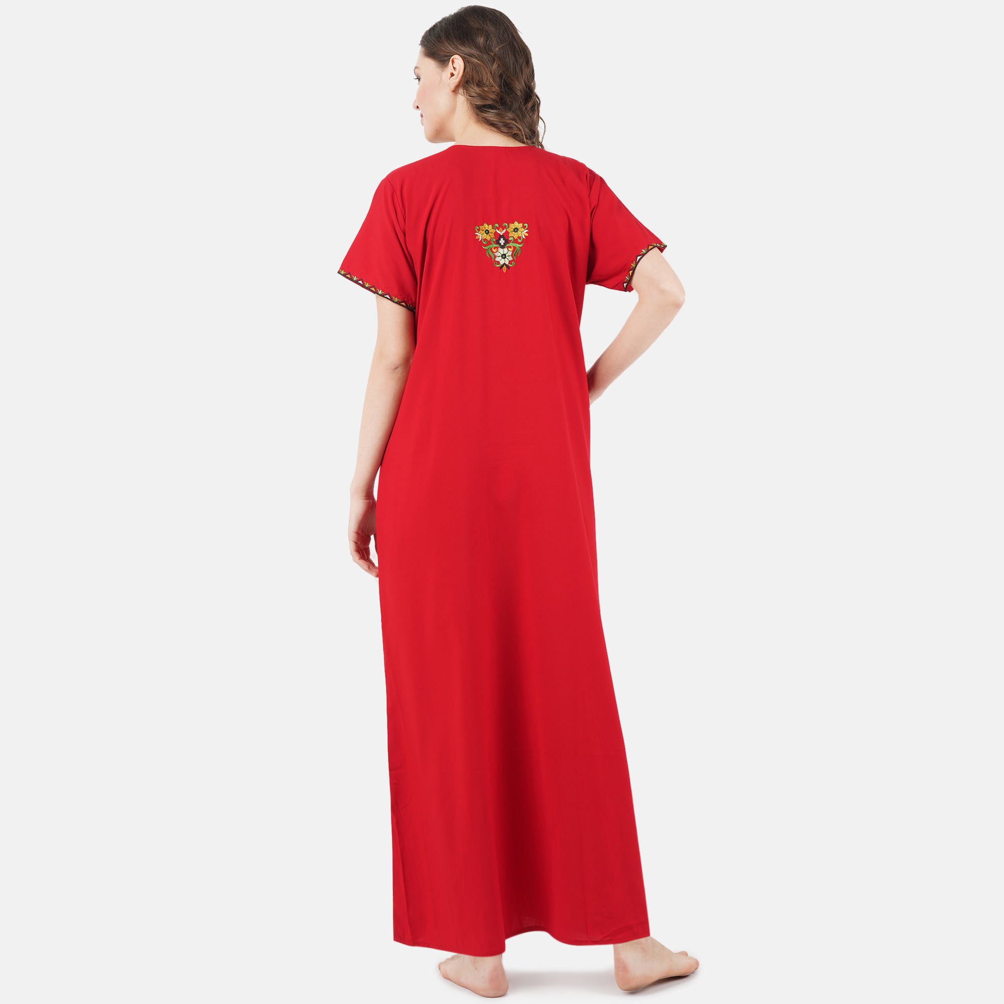 Multifloral Embroidery Night Gown