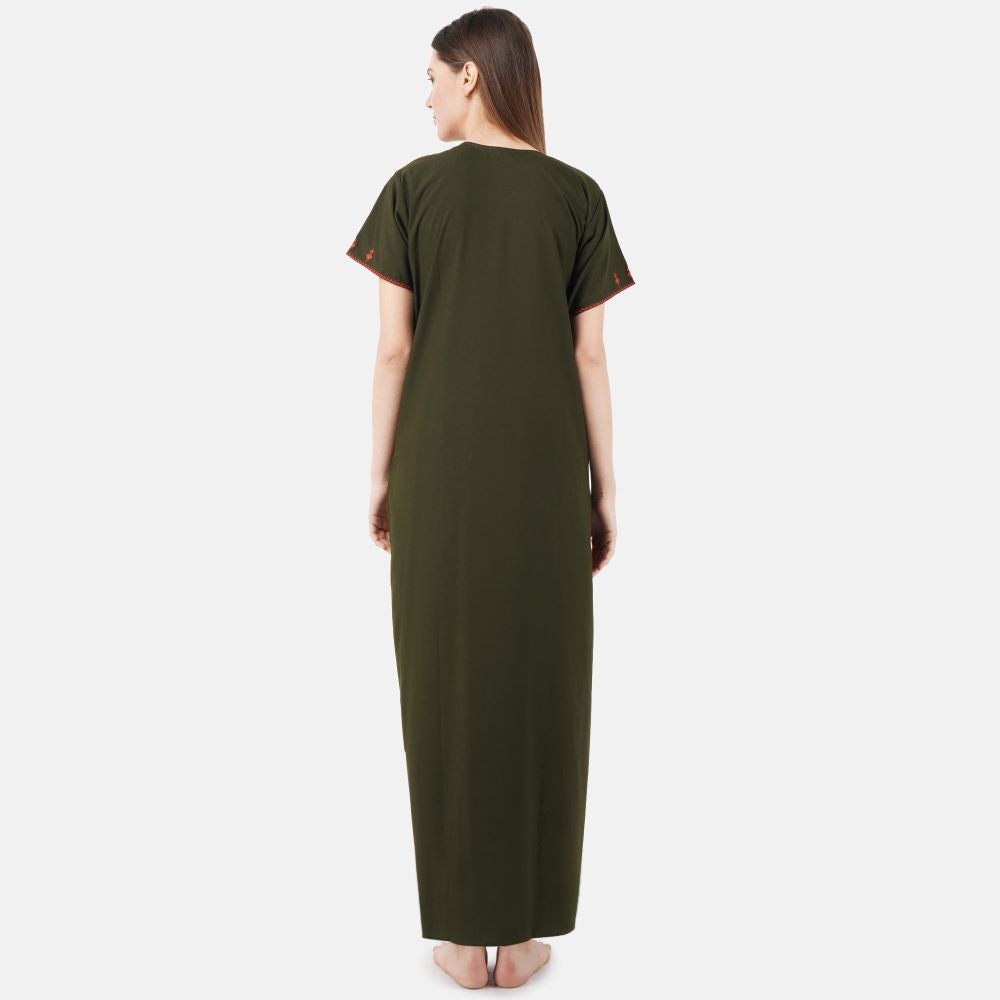 Resham Embroidery Night Gown