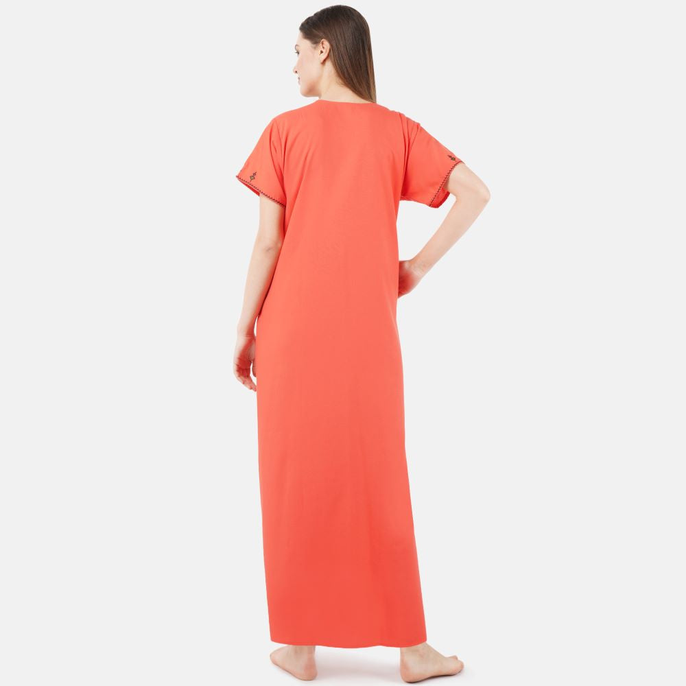 Resham Embroidery Night Gown