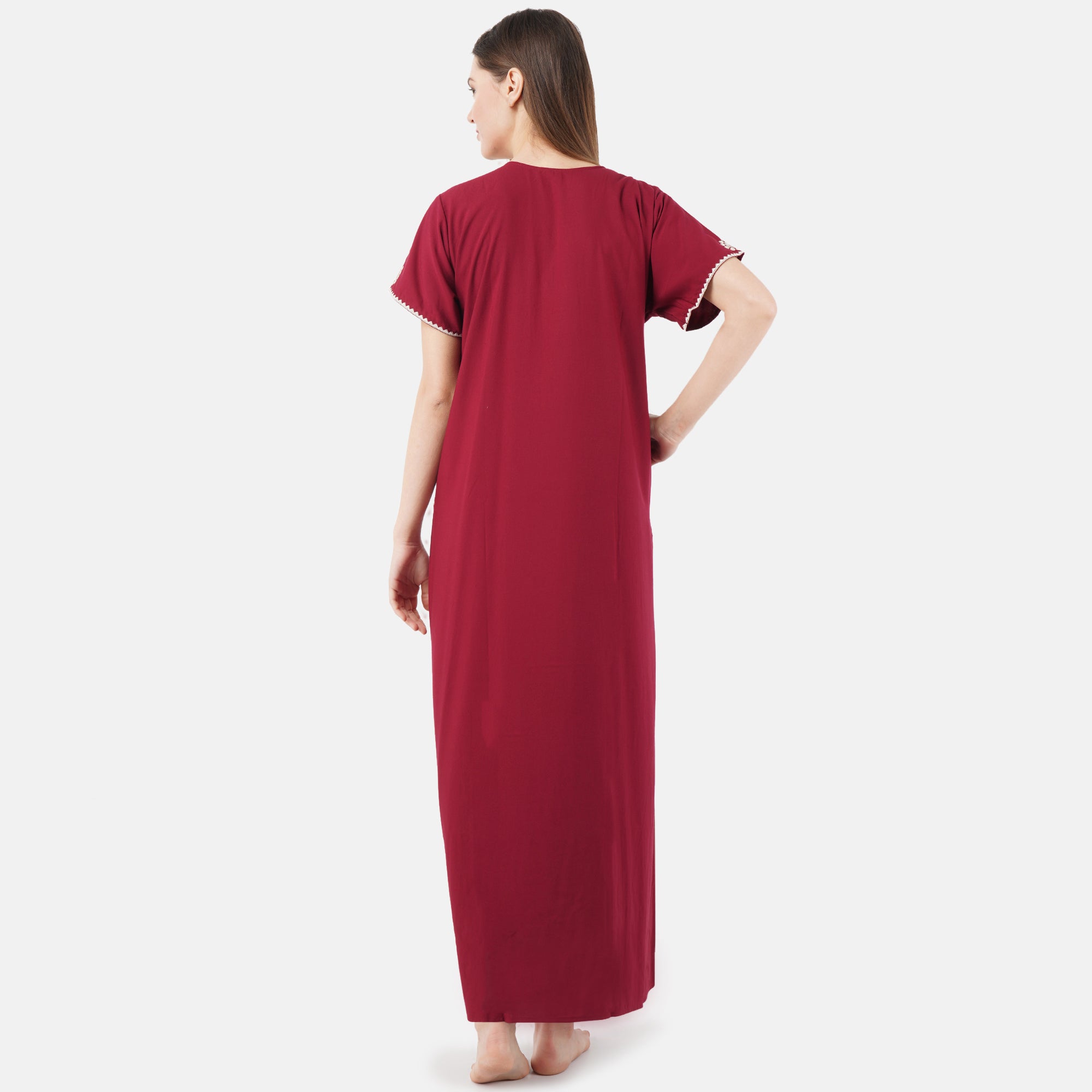 White Floral Embroidered Nightgown