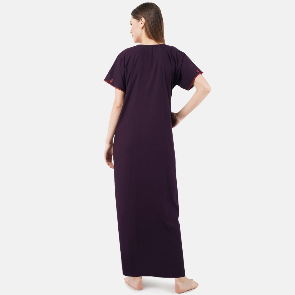 Resham Embroidery Night Gown