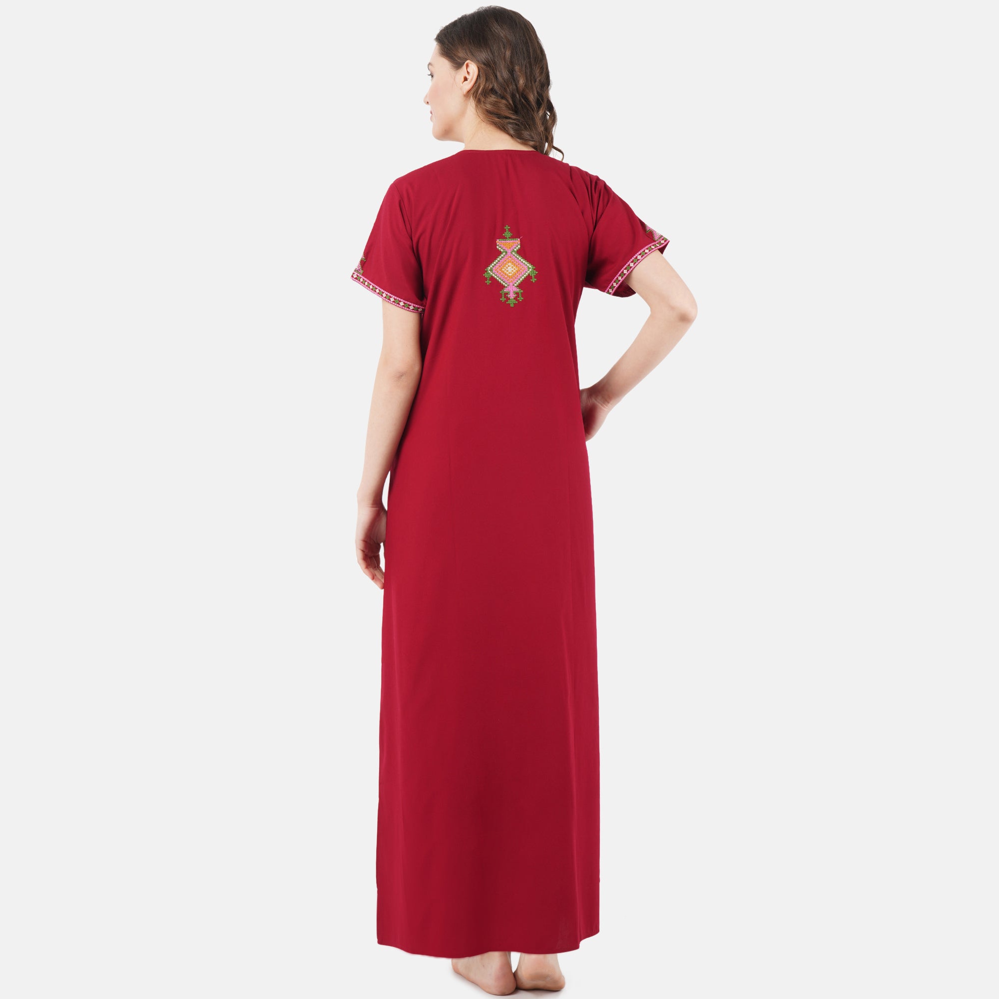 Crosswork Embroidered  Nightgown