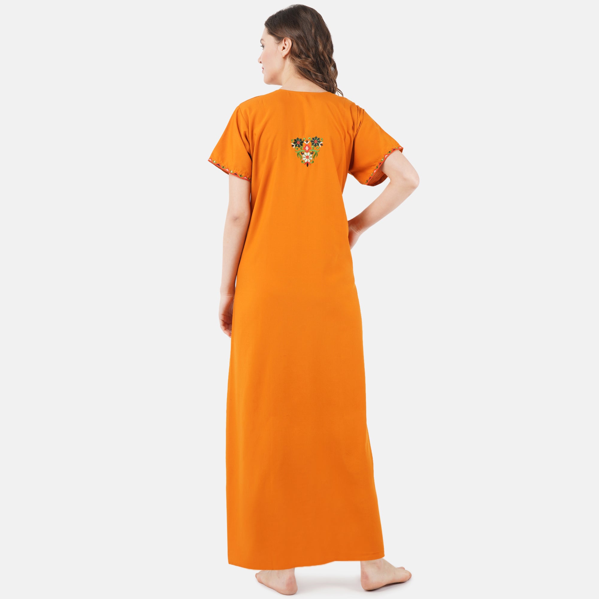 Multifloral Embroidery Night Gown