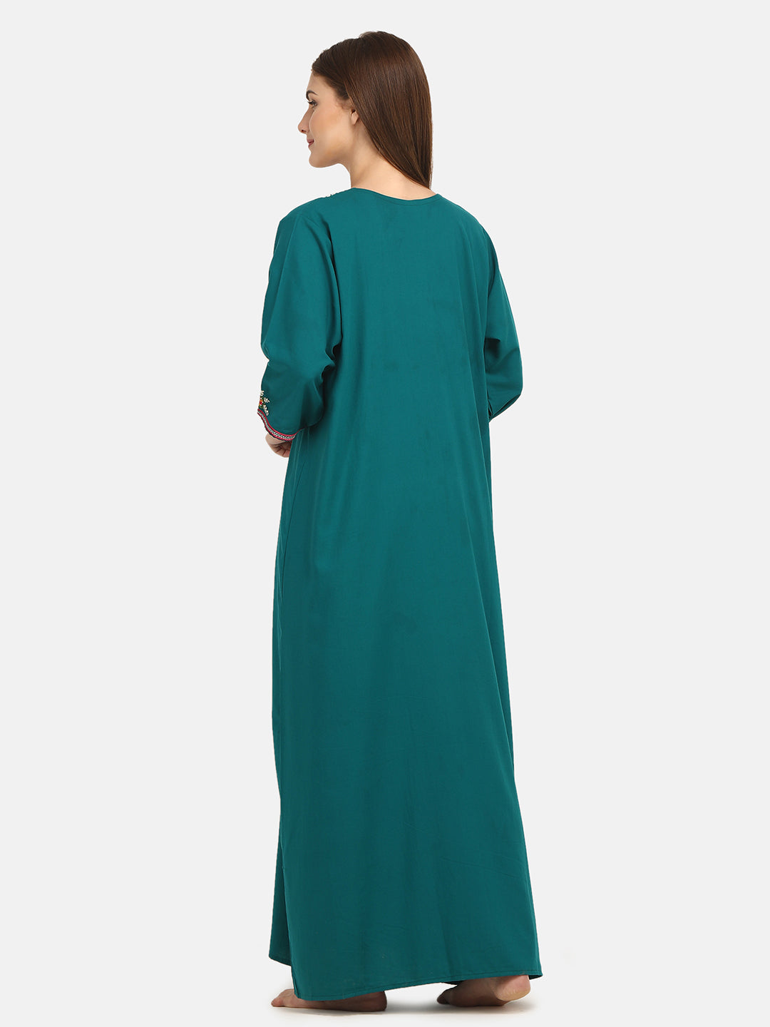 Nine Flowers Embroidery Night Gown