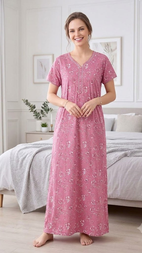 Women’s Floral A-Line Long Nightgown Main image