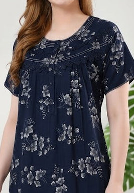 Alpine Plit Embroidered A-Line Floral Nightgown / Maxi Dress